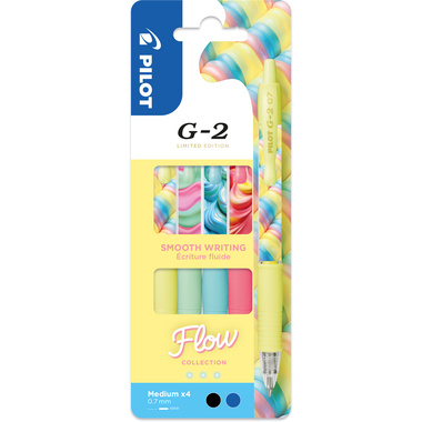 PILOT Gelschreiber G-2 Flow 0.7mm 140.003.64 assortiert 4 Stück