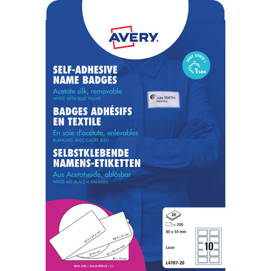 AVERY ZWECKFORM Namensetiketten L4787-20 weiss/blau 80x50mm 200 Stück