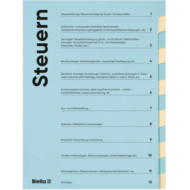 BIELLA Spezialmappe Steuern A4 326011290U deutsch 12 Fächer