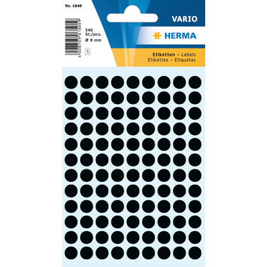 HERMA Etichette rontondo 8mm 1849 nero 540 pezzi