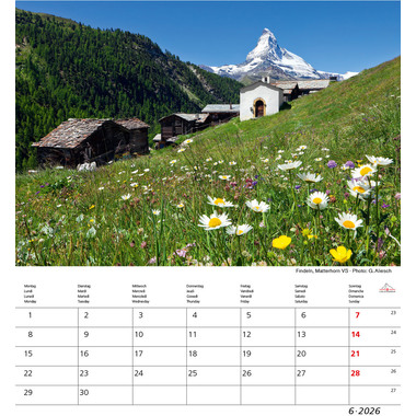 CALENDARIA Bildkalender 2026 9783036205335 Matterhorn ML 21x24cm