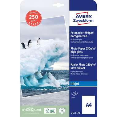 AVERY ZWECKFORM Superior InkJet Photo Paper A4 2556-20 250g 20 Blatt