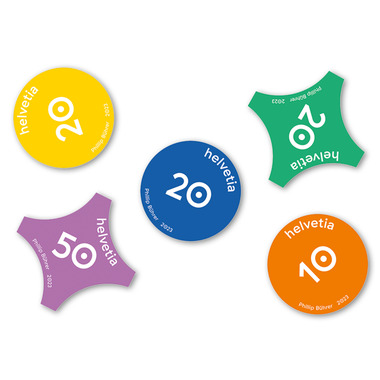 Stamps «Confetti», sheet with 4 sets of 5 confetti pieces each (worth 4x CHF 1.20) Sheet «Confetti», self-adhesive, mint