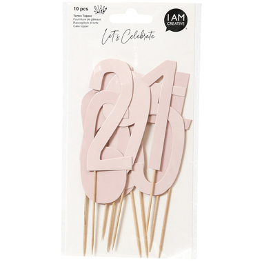 I AM CREATIVE Torten Topper,Zahl,rosa,13cm 6010.942 10 Stück
