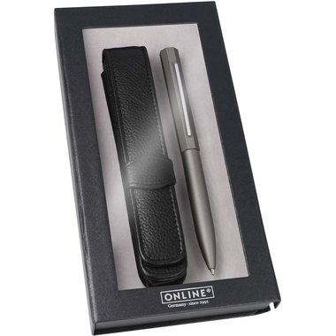 ONLINE Kugelschreiber Set Octopen 34690 grau, Lederetui