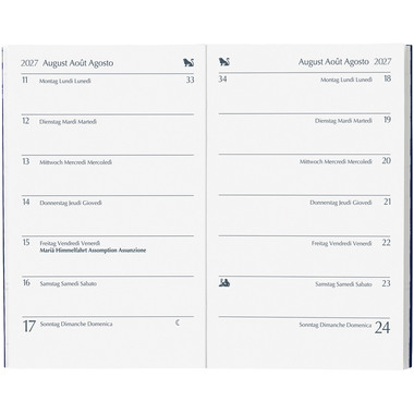 BIELLA Taschenagenda Pratique 2027 824370050027U 1W/1S blau ML 8.7x13.6cm