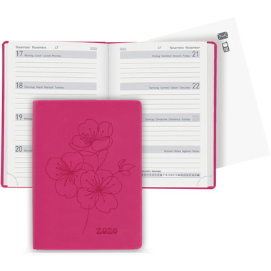 BIELLA Taschenagenda Memento 2026 825715400026U 1W/2S pink ML 10.1x14.2cm