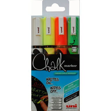 UNI-BALL Chalk Marker 1,8-2,5mm PWE5M.4C.1 4 colori astuccio
