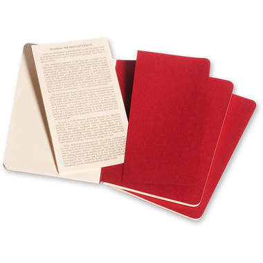 MOLESKINE Cahier A6 097-0 en blanc, rouge 3 pcs.