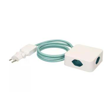 maxTex Power Strip Cube 4x T13, White/Turquoise