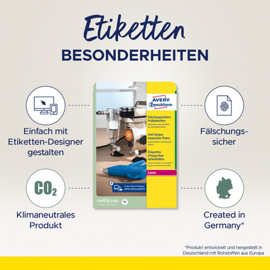 AVERY ZWECKFORM Prüfplaketten 30mm L7806-10 weiss, perm. 10 Bl.240Stk.