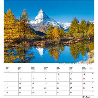 CALENDARIA Bildkalender 2026 9783036205335 Matterhorn ML 21x24cm