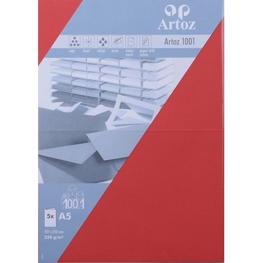 ARTOZ Cartes 1001 A5 107392265 220g, rouge 5 feuilles