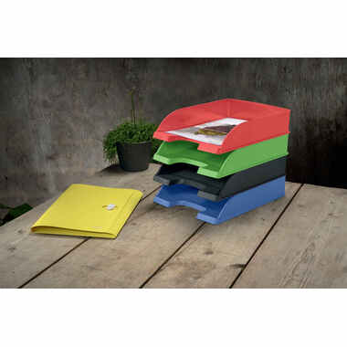 LEITZ Corbeille Courrier Recycle A4 5227-50-20 rouge, CO2 neutre