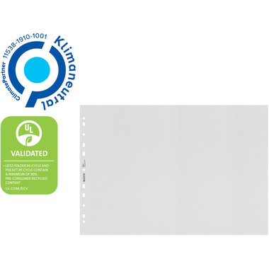 LEITZ Zeigetaschen PP Recycle A3 4019-00-03 transparent, 100my 25 Stück