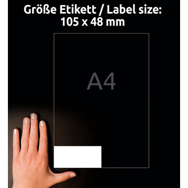 AVERY ZWECKFORM Etiketten 105x48mm 3424-200 weiss 2640 Stk./200+20 Blatt