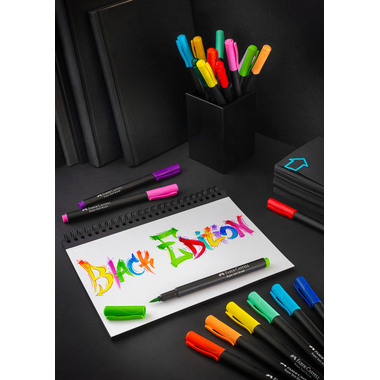 FABER-CASTELL Stylos fibre Black Edition 116452 20 pièces