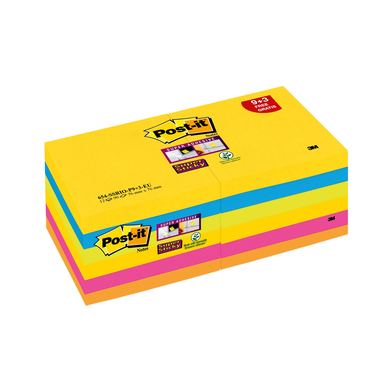 POST-IT Super Sticky Notes 76x76mm 654-SS-CARN-P8+4 Carnival 5 colori 12x90 fogli