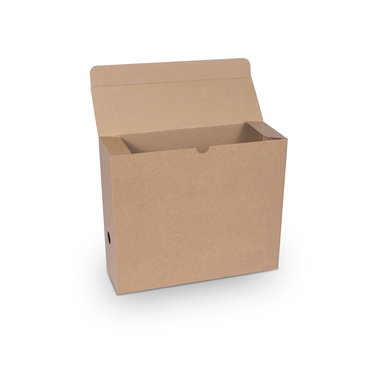Archive box with hinged lid in brown 325x100x274mm