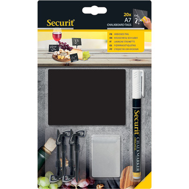 SECURIT Tisch-Kreidetafel TAG TAG-A7-WT schwarz 10.5x7.4x0.1cm