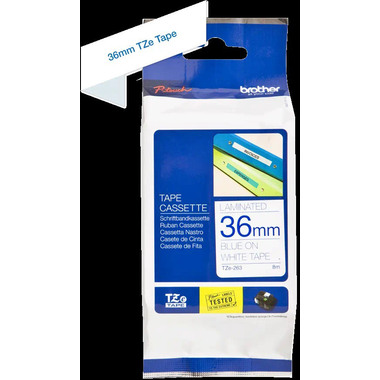 PTOUCH Ruban, laminé bleu/blanc TZe-263 PT-3600 36 mm