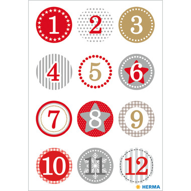 HERMA Sticker Adventskalender 15254 bunt 24 Stück/2 Blatt