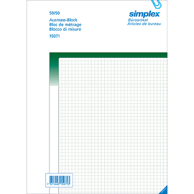 SIMPLEX Livre mesurage vert A4 15071 papier autocopiant 50x2 flls.