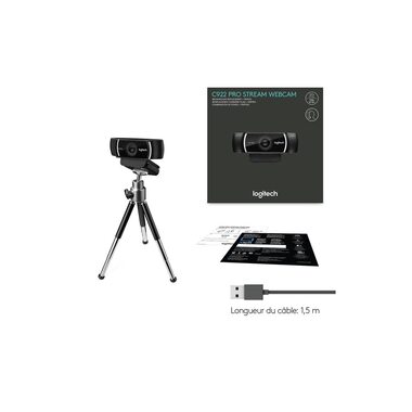 Logitech Webcam C922 Pro Stream, with tripod, Full HD 1080p, USB