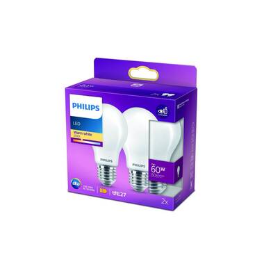 Philips Lamp LEDcla 60W E27 A60 WW FR ND 2PF Warm White (WW)