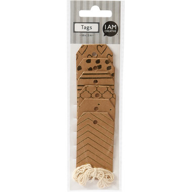 I AM CREATIVE Geschenkanhänger 4088.89 Tags, natur/gold, 18 Stück