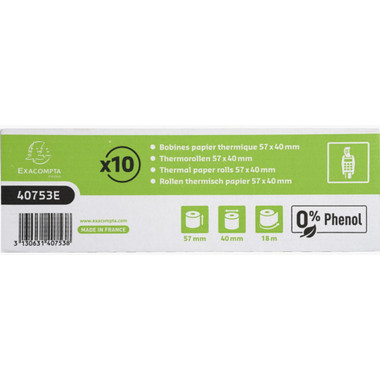 EXACOMPTA Thermorolle 10 Stück 40753E 57x40mmx18m für Kasse
