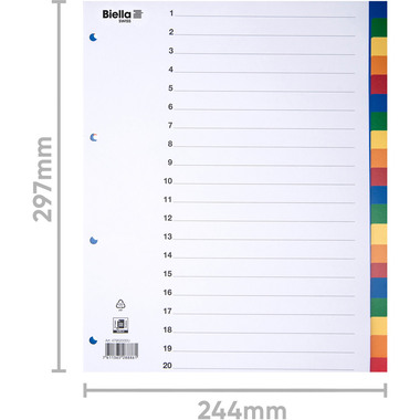 BIELLA Register PP A4+ 47902000U farbig 20-teilig