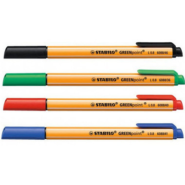 STABILO Faserschr. GREENpoint 0,8mm 6088/4 Etui mit 4 Farben