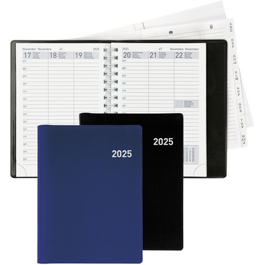 BIELLA Taschenagenda Rex Wire-O 2026 825773020026U 1W/2S schwarz ML 10.1x14.2cm