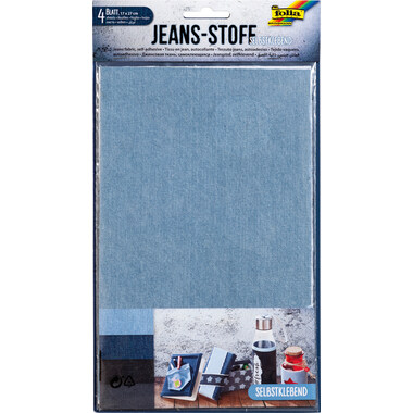 FOLIA Tissu jean 57549 17x27cm, adhésif 4 flles