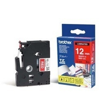PTOUCH Band, laminiert weiss/rot TZe-435 PT-1280VP 12 mm