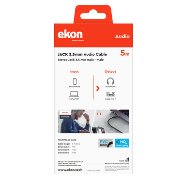 Cavo audio Jack 3,5 mm maschio-maschio | Ekon