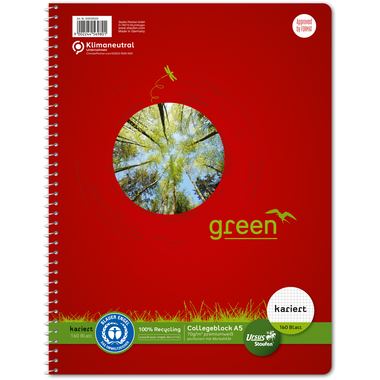 URSUS Collegeblock green A4 608592020 quadrillé 5mm, 70g 160 flls.