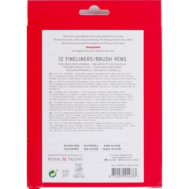 BRUYNZEEL Fineliner/Brushpen Set 60325012 assortiert 12 Stück