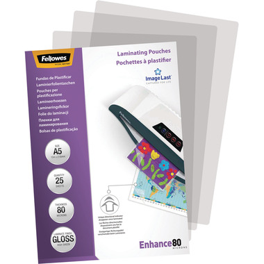 FELLOWES Laminiertasche A5 5396003 glanz, 80my 25 Stk