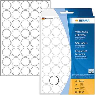HERMA Verschlussetiketten 19mm 2257 transparent 640 Stück