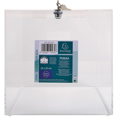 EXACOMPTA Urna 250x250x250mm 89158D trasparente, bloccabile