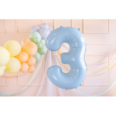 PARTYDECO Ballon en plastique no. 3 72cm FB230P3001J bleu clair