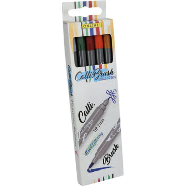 ONLINE Calli Brush Pens Nature 19133 5 Farben Double Tip, 2mm