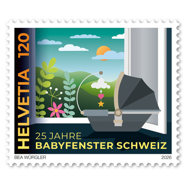 Stamp "25 years Baby Window Switzerland"