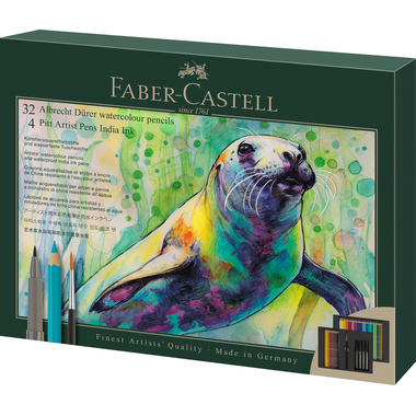 FABER-CASTELL Farbstift & Pitt Artist Pen 217553 Metallschachtel 37 Stück