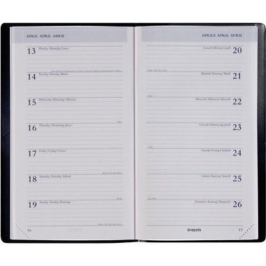 BREPOLS Agenda Breplan 774 Seta 2027 0.774.2121 1W/1S ass. 9x16cm