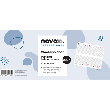 NOVOOO Wochenplaner 2027 890712 1W/2S ML 12x28.4cm