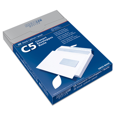 METTLER Envelope fenêtre droit C5 8064-100-S30 100g, blanc, colle 30 pcs