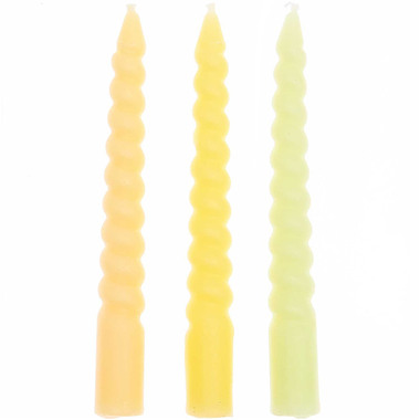 RICO DESIGN Spiralkerzen 10cm 400105 Smokey gelb Mix 10 Stück